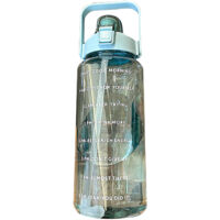Sports Water Bottle With Straw Mano Gourde 2000ml Grande capacité Temporelle Marqueurs Pop-up Straw PC PP Silicone