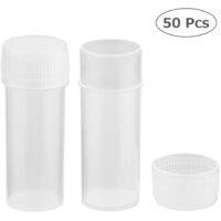 Vial de Stockage PP - Flacons Transparents Blancs 43mm - Lot de 50 pour Poudre, Pilules, Granulés