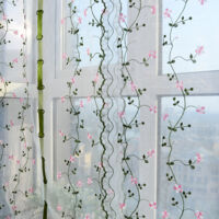 Voile Romain Blinds Tulle Screen Curtains Chrysanthemum Sheer Decoration for French Window Decor (80100cm Polyester Voile Romain Blinds)