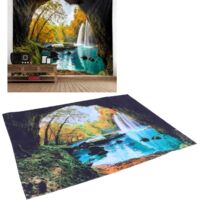 Tapisserie murale Cave River Landscape Pattern, Tapisserie Polyester Tapestry, Décoration pour Chambre, 200x150cm