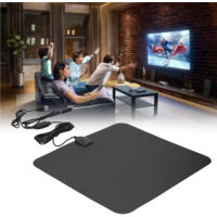 Antenne HDTV Interieur Model 200 avec Amplificateur Double pour Reception 80 Miles, Support Plastique et Metal Compact 33x30x1cm