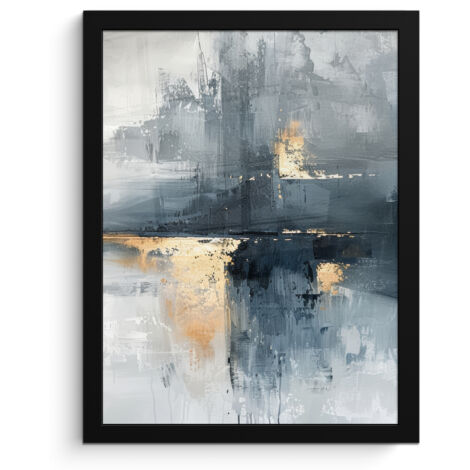 AFFICHE ENCADRÉE Art - Gris - Or - Abstrait Décoration Murale 30x40