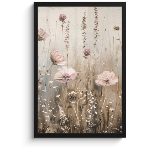AFFICHE ENCADRÉE Fleurs - Rose - Moderne - Beige Cadre Décoration Murale 40x60 (1/5)