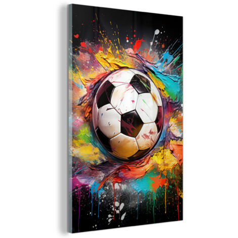TABLEAU EN PLEXIGLAS Football - Peinture - Couleurs - Noir - Blanc Décoration Chambre 40x60 (1/5)