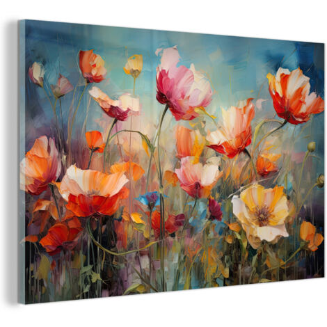 TABLEAU EN PLEXIGLAS Fleurs - Aquarelle - Art - Botanique - Nature Décoration Murale 120x80