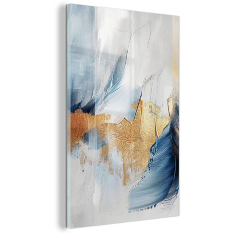 TABLEAU EN PLEXIGLAS Or - Bleu - Aquarelle - Art - Moderne Décoration Chambre 40x60