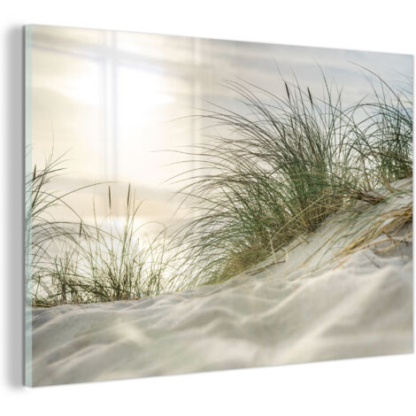 TABLEAU EN PLEXIGLAS Dunes avec herbes de plage sous le soleil du parc national allemand Schleswig-Holsteinisches Wattenmeer. Tableau Décoration Murale 60x40 (1/5)