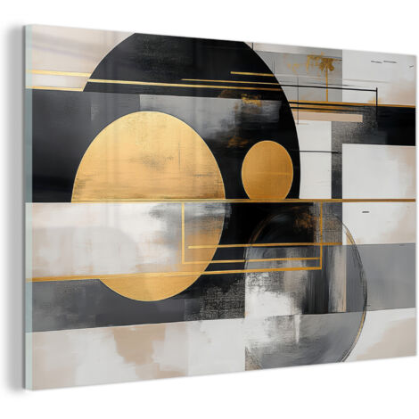 TABLEAU EN PLEXIGLAS Abstrait - Or - Argent - Formes - Esthétique - Moderne Décoration Murale 120x80
