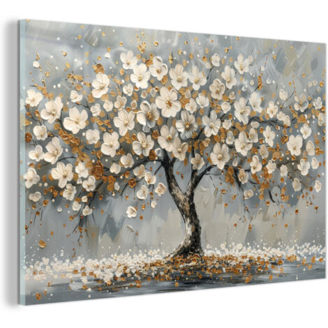 TABLEAU EN PLEXIGLAS Arbre - Fleurs - Blanc - Nature - Art Tableau Décoration Murale 60x40 (1/5)