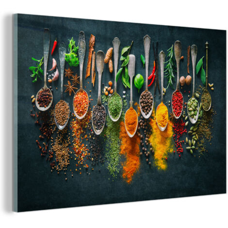 TABLEAU EN PLEXIGLAS Herbes - Épices - Cuillères Tableau Décoration Murale 60x40