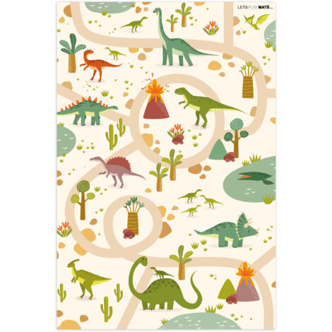TAPIS DE JEU Dino - Vert - Nature - Enfants - Design 70x105 cm (1/5)