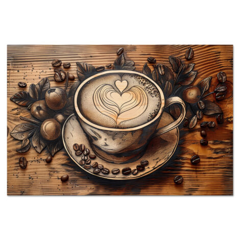 CRÉDENCE DE CUISINE Café - Vintage - Marron - Tasse - Bois 80x55 (1/5)