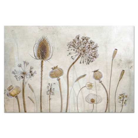 CRÉDENCE DE CUISINE Fleurs - Aquarelle - Nature morte - Marron - Vintage 60x40