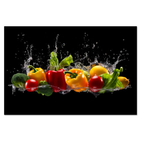 CRÉDENCE DE CUISINE Piment doux - Eau - Légumes - Noir 70x50 (1/5)