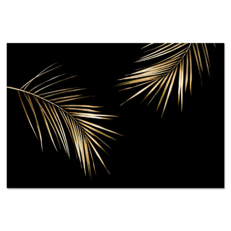 CRÉDENCE DE CUISINE Feuilles - Plantes - Or - Noir - Luxe 60x40