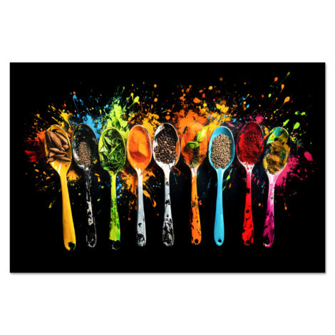 CRÉDENCE DE CUISINE Cuillères - Épices - Moderne - Graffiti - Peinture - Coloré 60x40