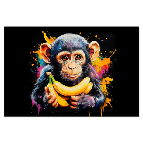 CRÉDENCE DE CUISINE Singe - Graffiti - Coloré - Bananes - Moderne 90x60
