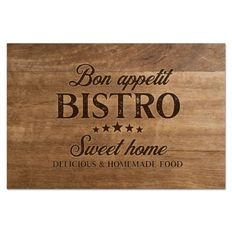 CRÉDENCE DE CUISINE Citation - Bistro - Bon appétit - Sweet home - Texture du bois 60x40
