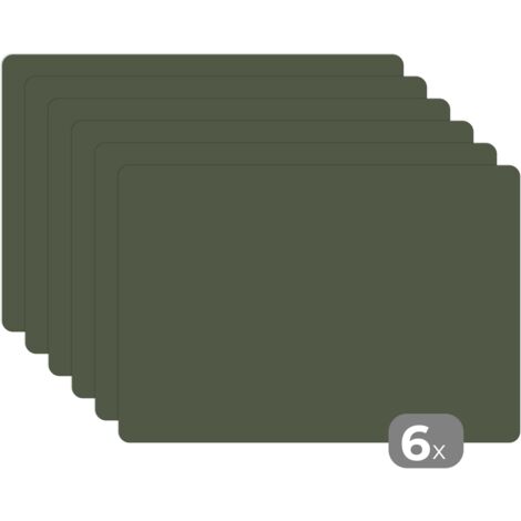 SETS DE TABLE Vert - Couleur unie - Vert olive Lot de 6 Dessous de Plat 45x30