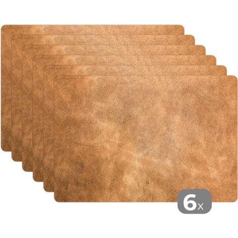 SETS DE TABLE Cuir - Texturé - Aspect cuir - Marron Lot de 6 Placemats 45x30