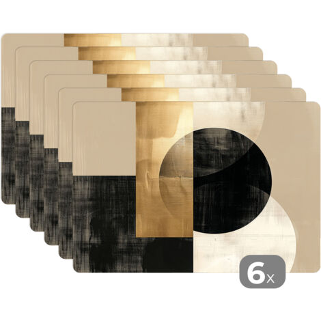 SETS DE TABLE Abstrait - Moderne - Noir - Or Lot de 6 Résistants à la à l'eau 45x30 (1/5)