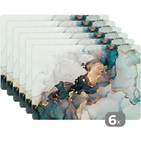 SETS DE TABLE Bleu - Marbre - Or Lot de 6 Pour salle à manger 45x30