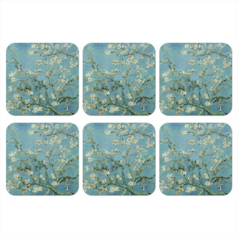 DESSOUS DE VERRE Van Gogh - Amandier en fleur - Maîtres anciens - Art - Vintage Lot de 6 10x10 (1/5)