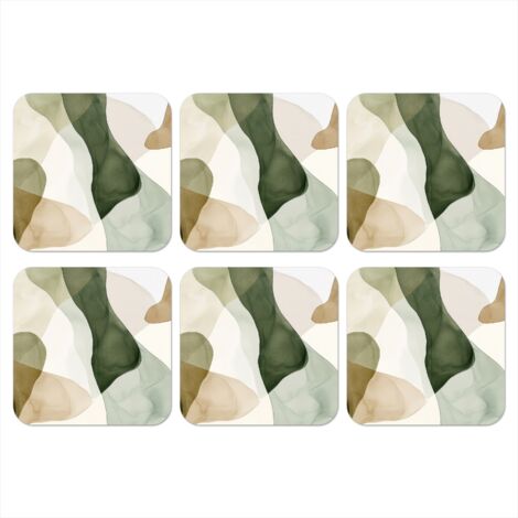DESSOUS DE VERRE Japandi - Abstrait - Vert Lot de 6 10x10 (1/5)