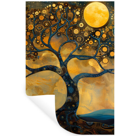 STICKER MURAL Arbre - Lune - Fleurs - Or - Art 80x120 cm (1/5)