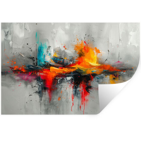 STICKER MURAL Art moderne - Orange - Gris - Abstrait 60x40 cm (1/5)