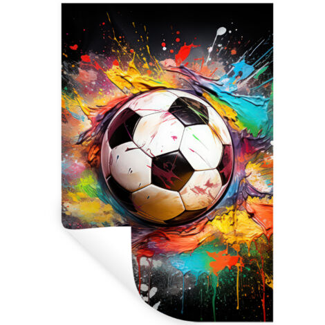 STICKER MURAL Football - Peinture - Couleurs - Noir - Blanc 40x60 cm (1/5)