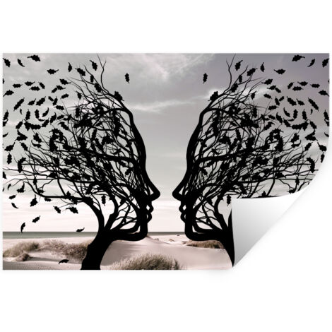 STICKER MURAL Plage - Mer - Personnes - Arbre - Art moderne 60x40 cm (1/5)