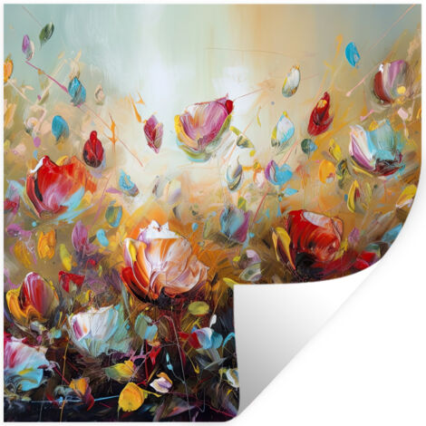 STICKER MURAL Fleurs - Art - Nature - Peinture à l'huile 50x50 cm (1/5)