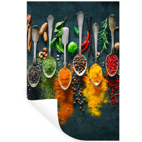 STICKER MURAL Herbes - Épices - Cuillères 80x120 cm (1/5)