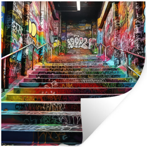STICKER MURAL Escaliers - Graffiti - Couleurs - Art 50x50 cm (1/5)