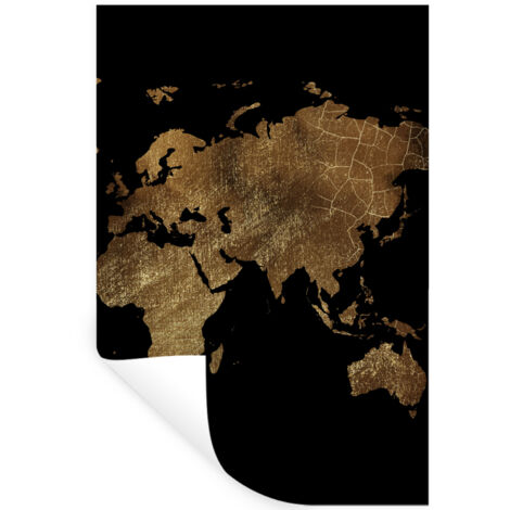 STICKER MURAL Carte du monde - Or - Luxe - Terre - Noir 80x120 cm (1/5)