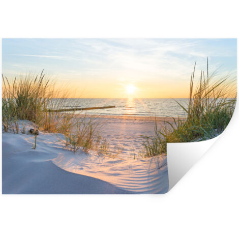STICKER MURAL Plage - Soleil - Dune - Herbe - Sable - Horizon 120x80 cm