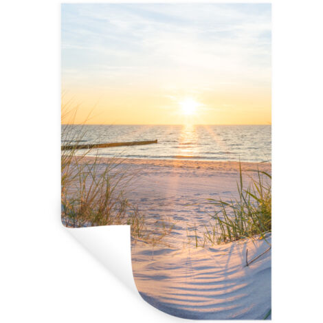 STICKER MURAL Plage - Soleil - Dune - Herbe - Sable - Horizon 80x120 cm