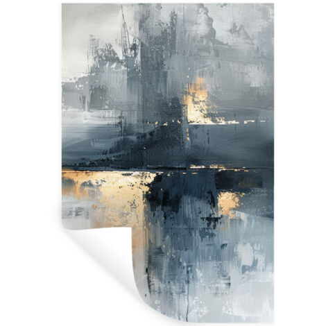 STICKER MURAL Art - Gris - Or - Abstrait 40x60 cm (1/5)