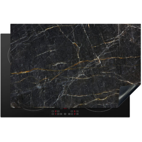 PROTECTION PLAQUE INDUCTION Marbre - Noir - Or - Gris - Texture marbre Tapis Pour Induction 80x52.2 cm