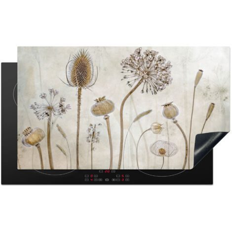 PROTECTION PLAQUE INDUCTION Fleurs - Aquarelle - Nature morte - Marron - Vintage Tapis de Protection 90x52 cm