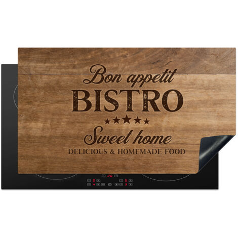PROTECTION PLAQUE INDUCTION Citation - Bistro - Bon appétit - Sweet home - Texture du bois Tapis de Protection 90x52 cm