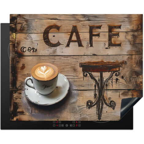 PROTECTION PLAQUE INDUCTION Café - Bois - Café - Etagères Cuisine Accessoire 65x52 cm
