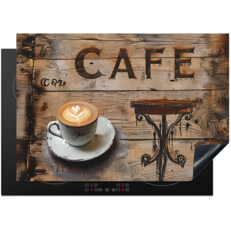 PROTECTION PLAQUE INDUCTION Café - Bois - Café - Etagères Cuisine Accessoire 75x52 cm