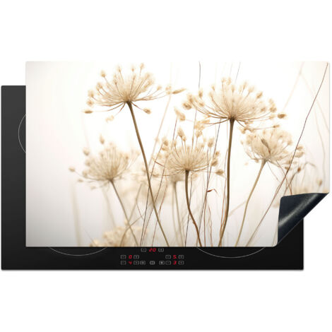 PROTECTION PLAQUE INDUCTION Fleurs - Blanc - Lumière du soleil Cuisine Accessoire 85x52 cm