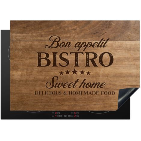 PROTECTION PLAQUE INDUCTION Citation - Bistro - Bon appétit - Sweet home - Texture du bois Cuisine Accessoire 75x52 cm