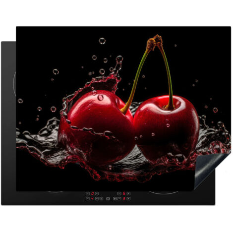 PROTECTION PLAQUE INDUCTION Cerise - Rouge - Fruit - Eau - Noir Couvre Plaque De Cuisson 77x59 cm