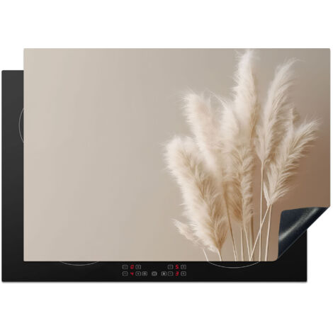 PROTECTION PLAQUE INDUCTION Herbe de la pampa - Plumes - Pastel - Blanc Cuisine Accessoire 75x52 cm