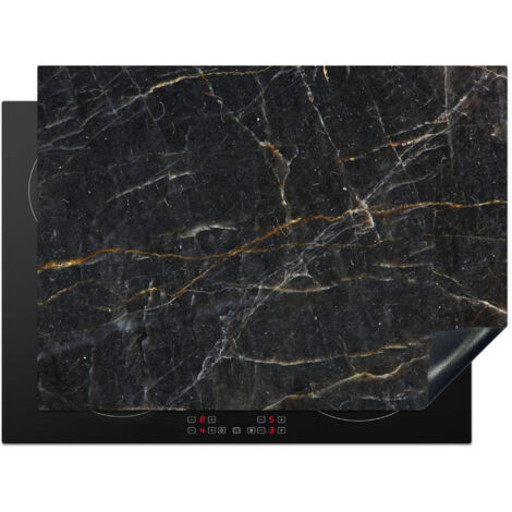 PROTECTION PLAQUE INDUCTION Marbre - Noir - Or - Gris - Texture marbre Couvre Plaque De Cuisson 71x52 cm