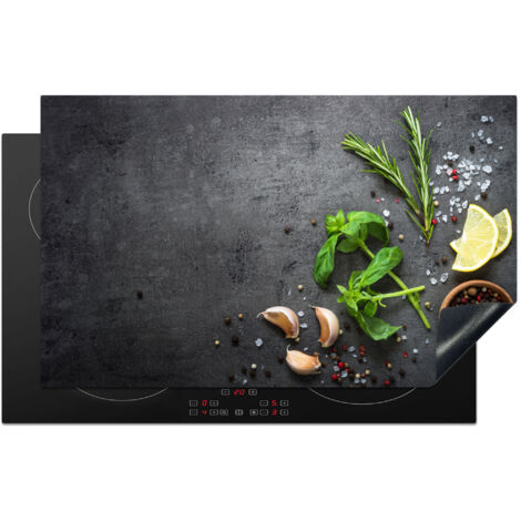 PROTECTION PLAQUE INDUCTION Citron vert - Herbes - Épices - Vert - Gris - Béton Couvre Plaque De Cuisson 83x51 cm